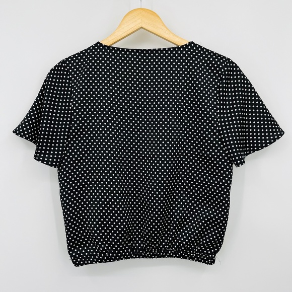 Urban Outfitters Satin Polka Dot Cropped Blouse, Size Small, Flounce - Picture 4 of 8